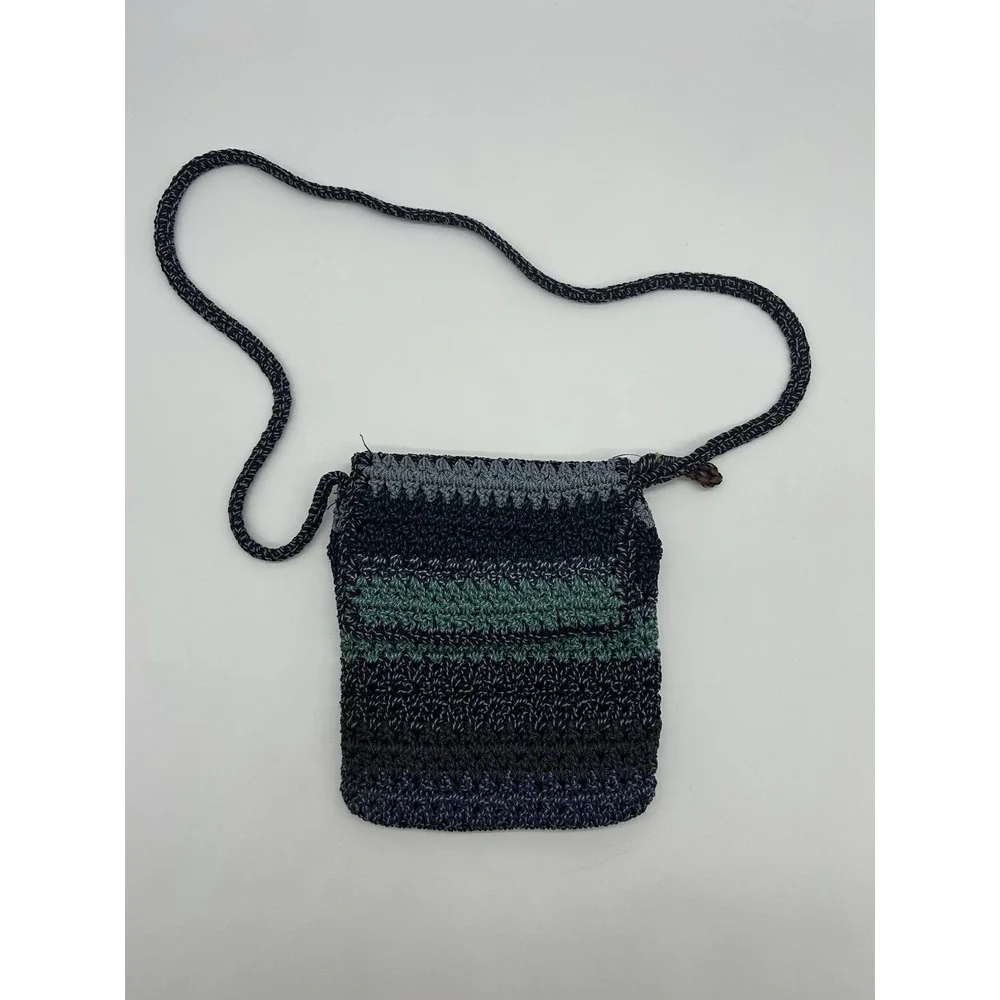 the‎ sak Blue and Green Striped Crochet Shoulder Bag 8.5